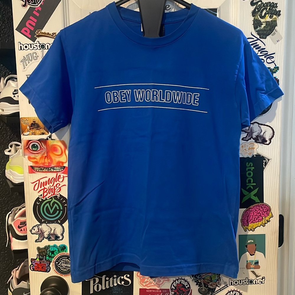 Royal blue Obey short sleeve shirt. Size XS.
